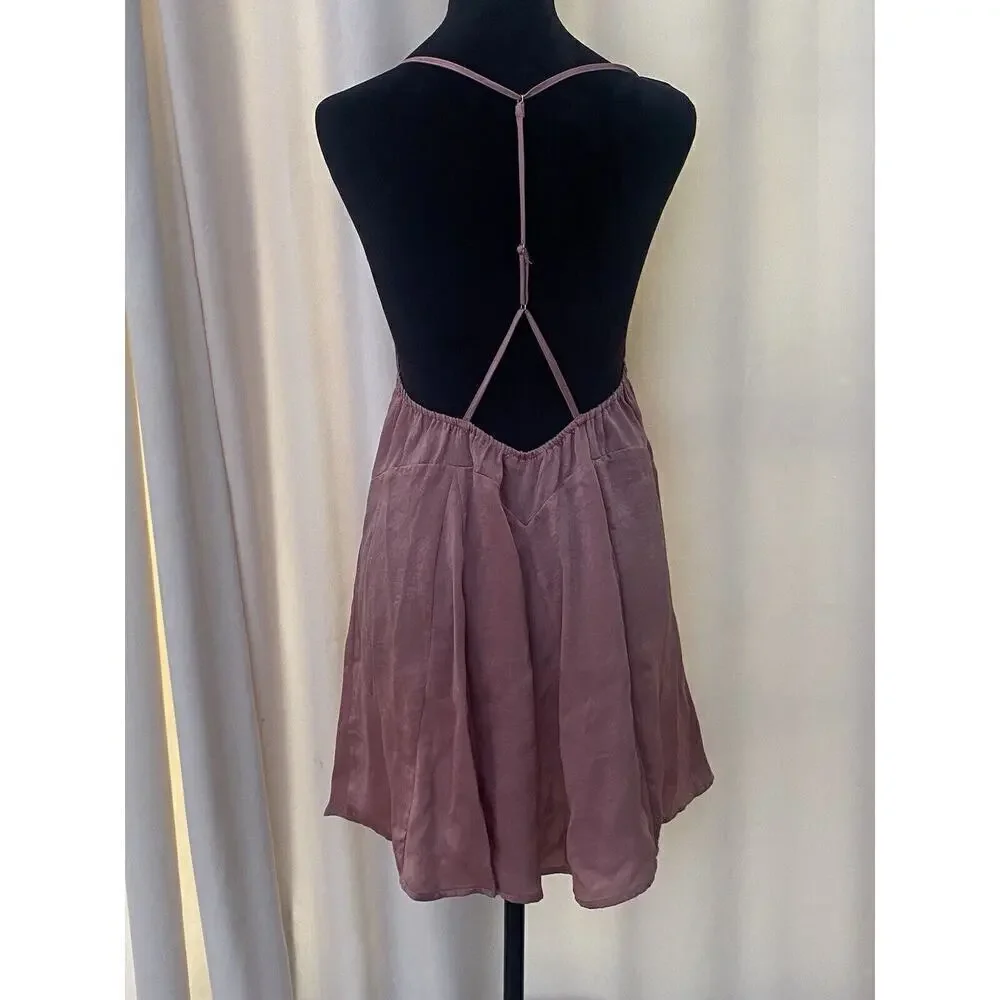 Free People Intimately Womens Good Catch‎ Mini Slip Dress. Size S in Smoke Rose